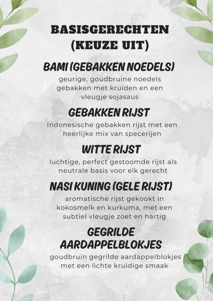 basisgerechten (keuze uit)